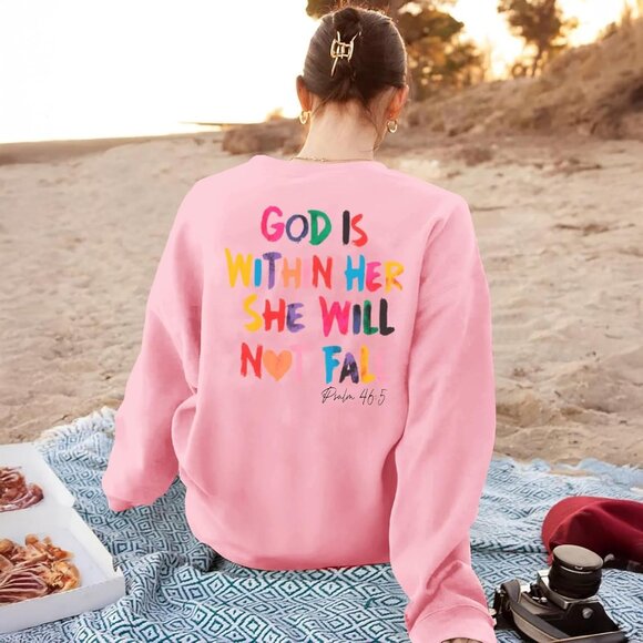 Christian Sweatshirt Women Bible Verse Oversized Hoodie Jesus Faith Gift - Picture 3 of 7